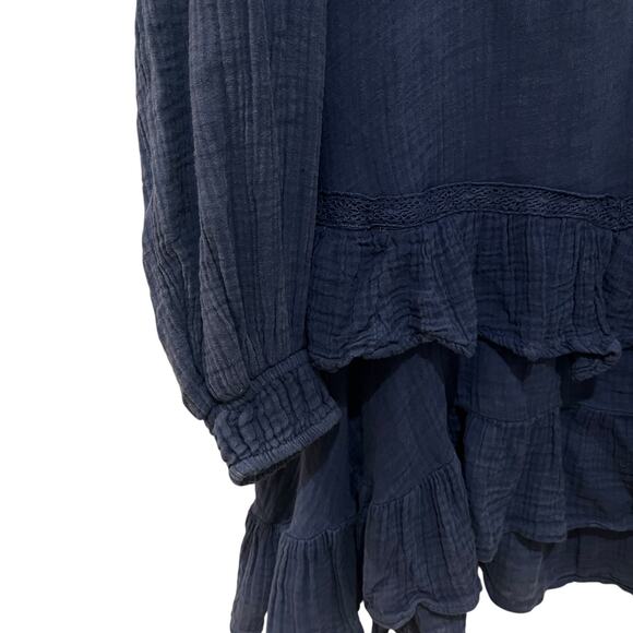 NWT Free People Sachi Mini Dress Lace Tiered Ruffle Balloon Sleeve Billowy Large - Picture 10 of 15